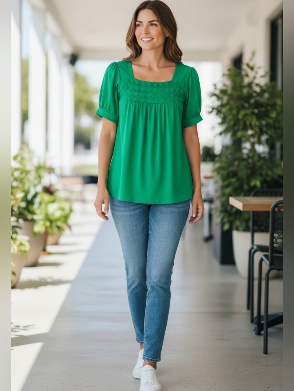 💕SALE💕 AB Studio Green Short Sleeve Top Sz. M - Picture 8 of 8